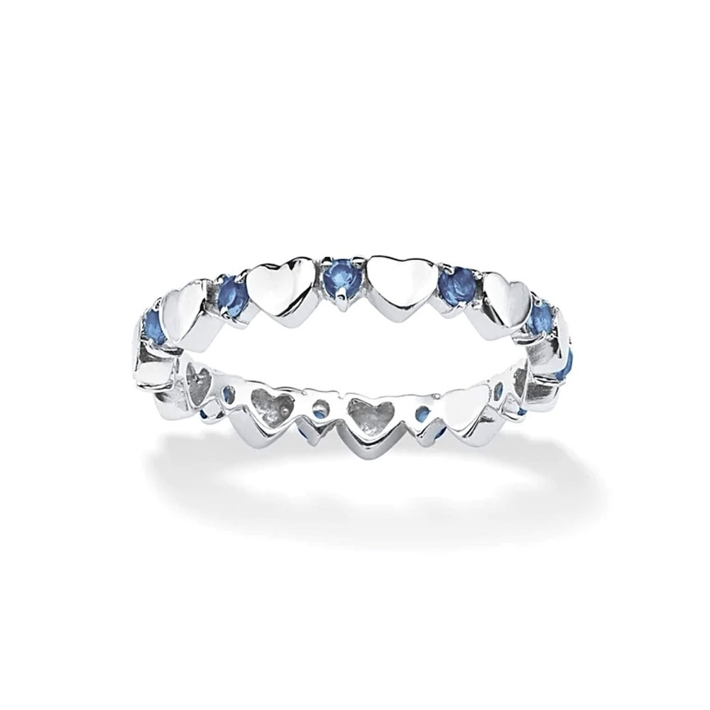 Sterling Silver Heart Eternity Band Ring Size 5.25
